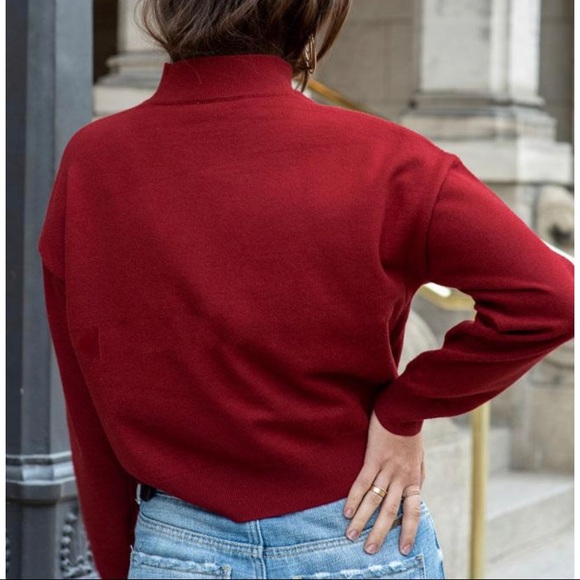 Sonia Mock Neck Sweater in Wine - Picture 3 of 3